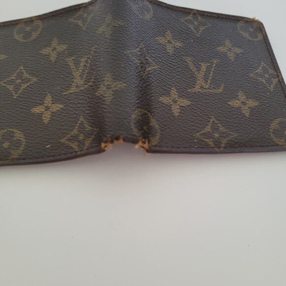 Vintage Louis Vuitton Unisex LV Brown Bi-Fold Leather Wallet Monogram Card 90s - Picture 9 of 12